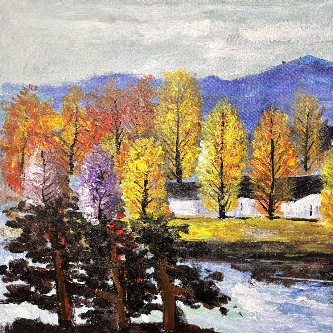 手描き油彩 林風眠 秋景風景画 70×100cm
