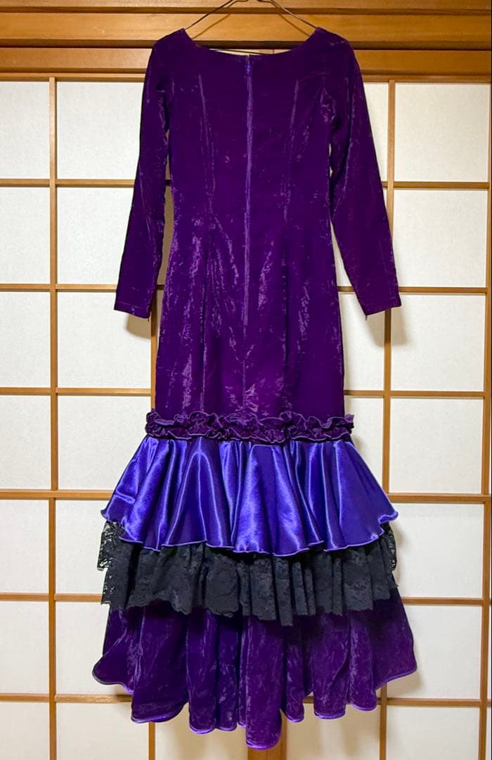 フラメンコ衣装　紫　ベルベット