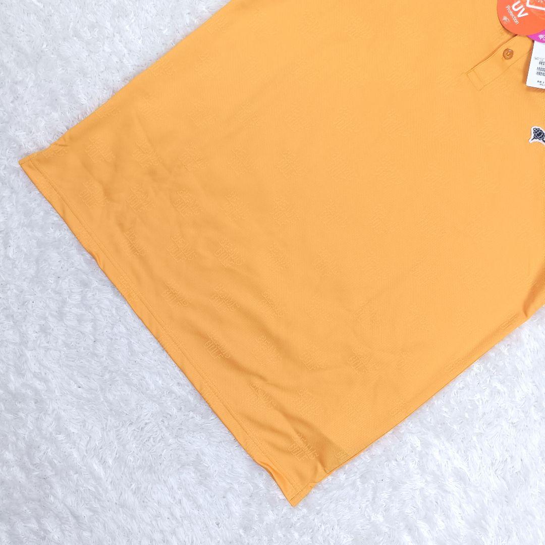 新品 タグ付 ビームスゴルフ 半袖ポロシャツ 総柄 ストレッチ ロゴワッペン L