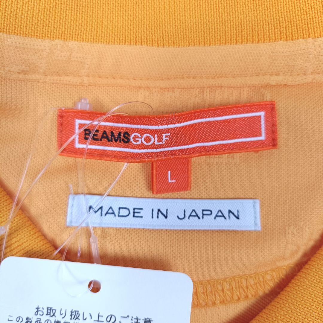 新品 タグ付 ビームスゴルフ 半袖ポロシャツ 総柄 ストレッチ ロゴワッペン L