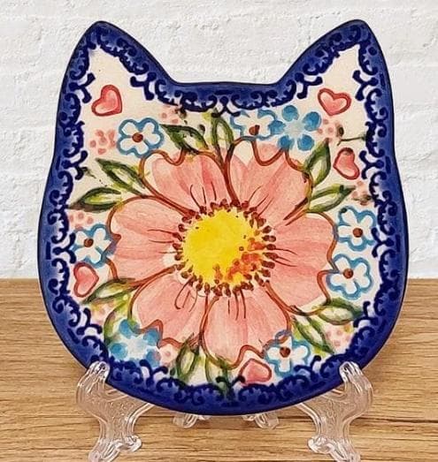 お客ページ◆豆皿ハート型薬味皿花柄　猫型豆皿