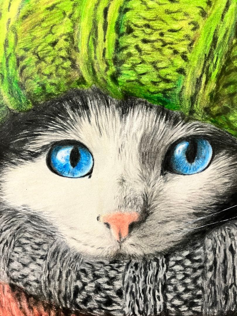 もふもふ特等席 色鉛筆画