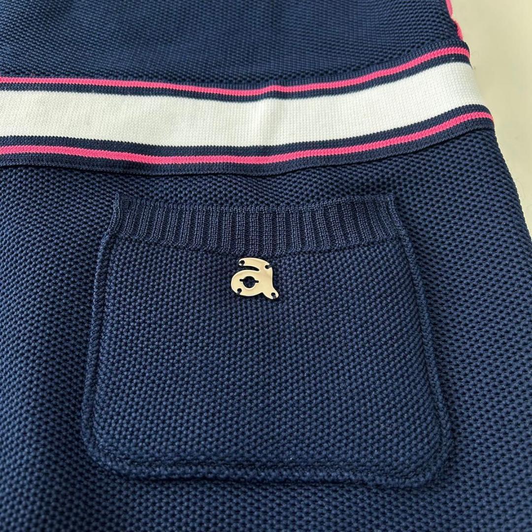 アルチビオ メッシュニット ワンピース ノースリーブ 38サイズ ネイビー系