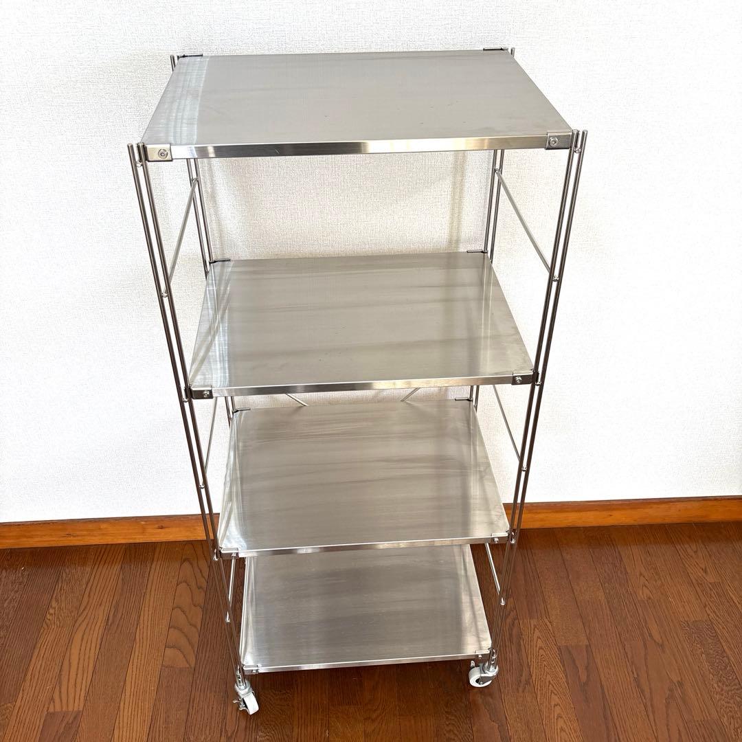 【良品】無印良品 ステンレスユニットシェルフ キャスター付き