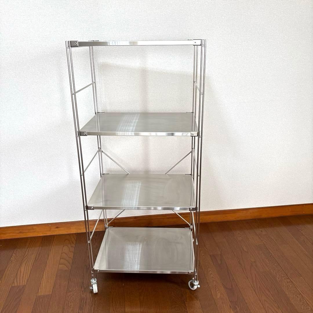 【良品】無印良品 ステンレスユニットシェルフ キャスター付き
