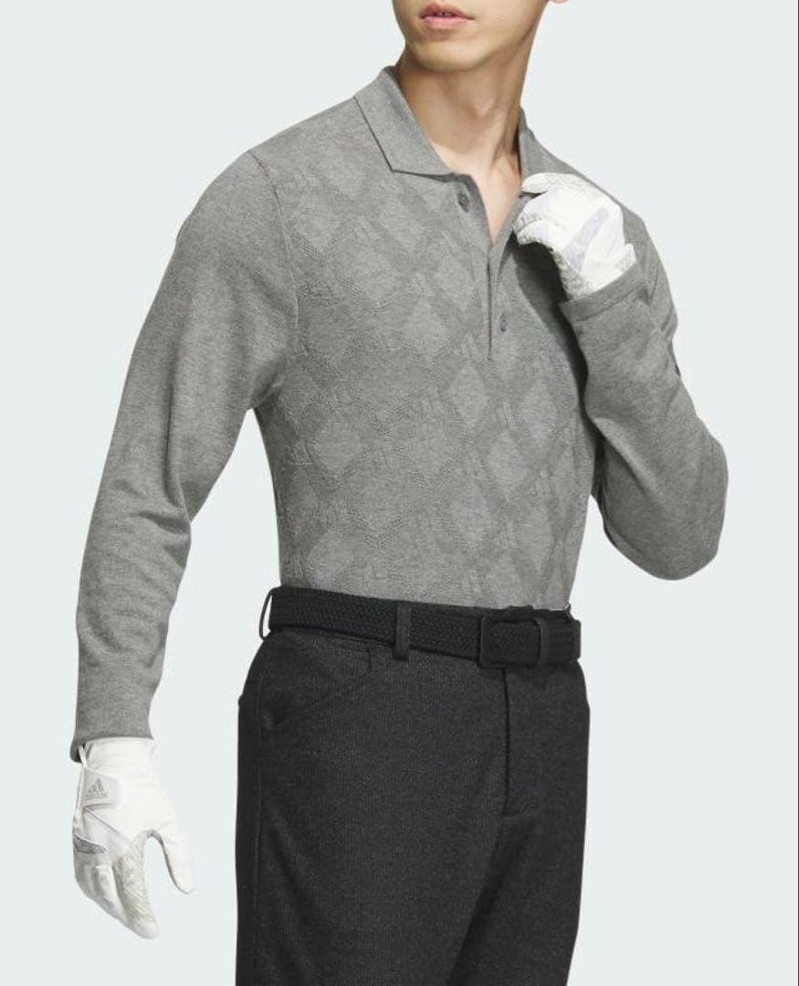 送料無料 新品 adidas GOLF アーガイル柄セーター ポロ 2XL GR
