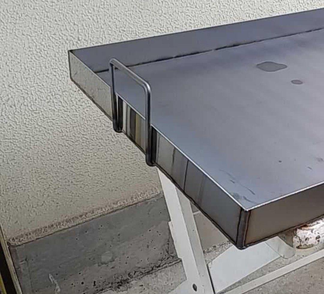 バーベキュー　鉄板　９００×５５０　極厚６ミリ　４辺フチ　持ち手付　祭り　模擬店
