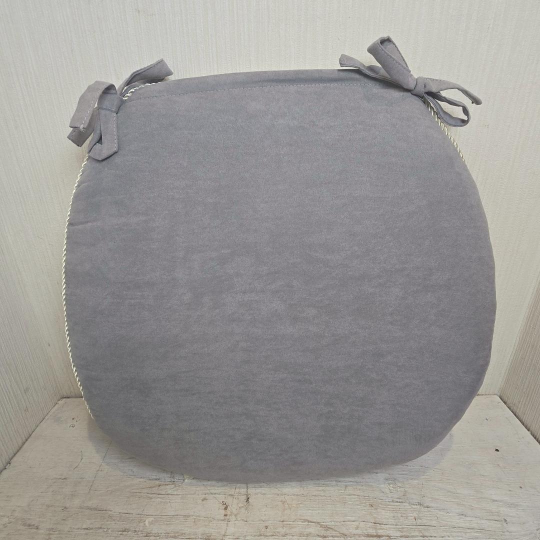 【4個セット】 新品 大判 バテイ クッション 青 紐付き 薔薇 ローズ 馬蹄