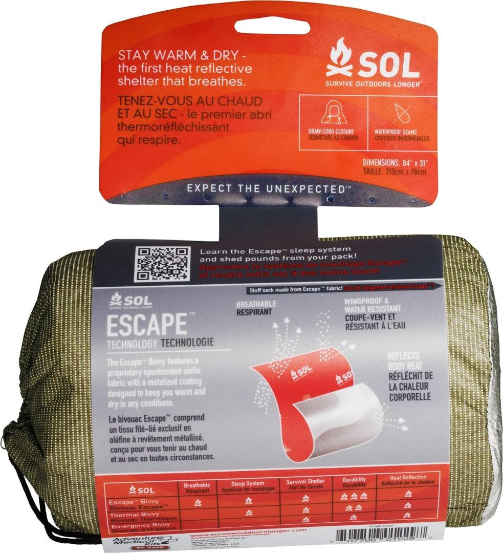 SOL Escape Bivvy 軽量 コンパクト 寝袋 人気色　グリ－ン