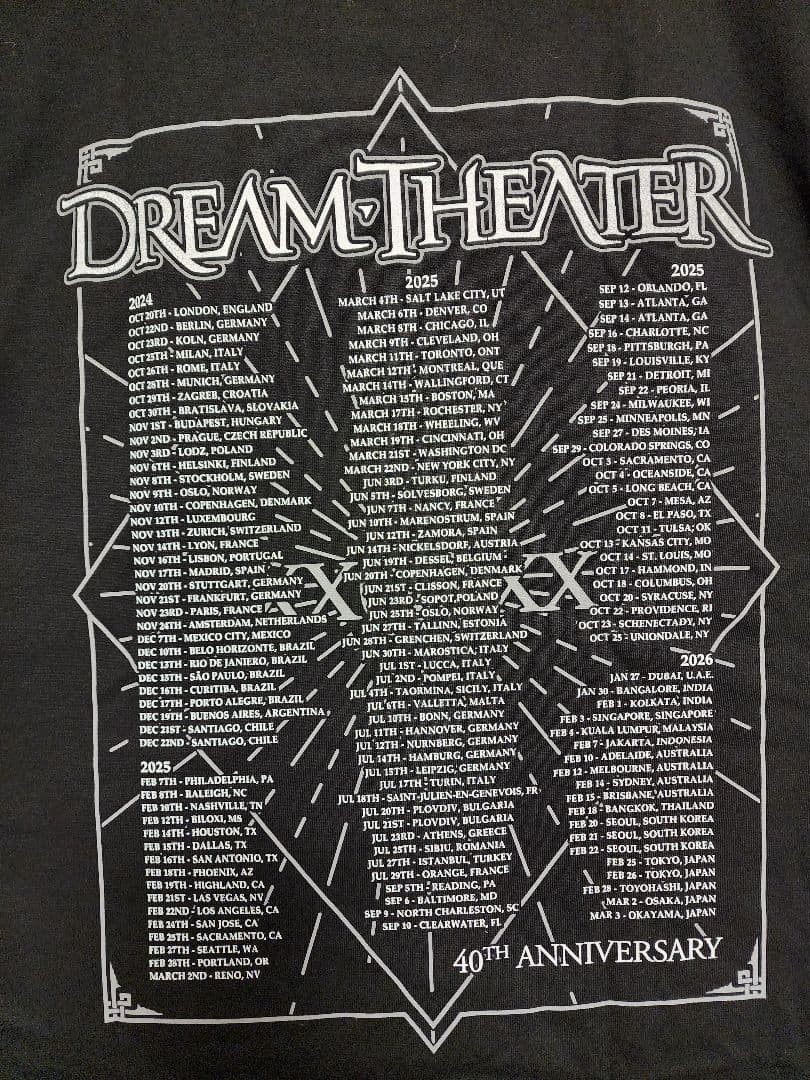 新品未使用 DREAM THEATER 40thツアーＴシャツ 2XL