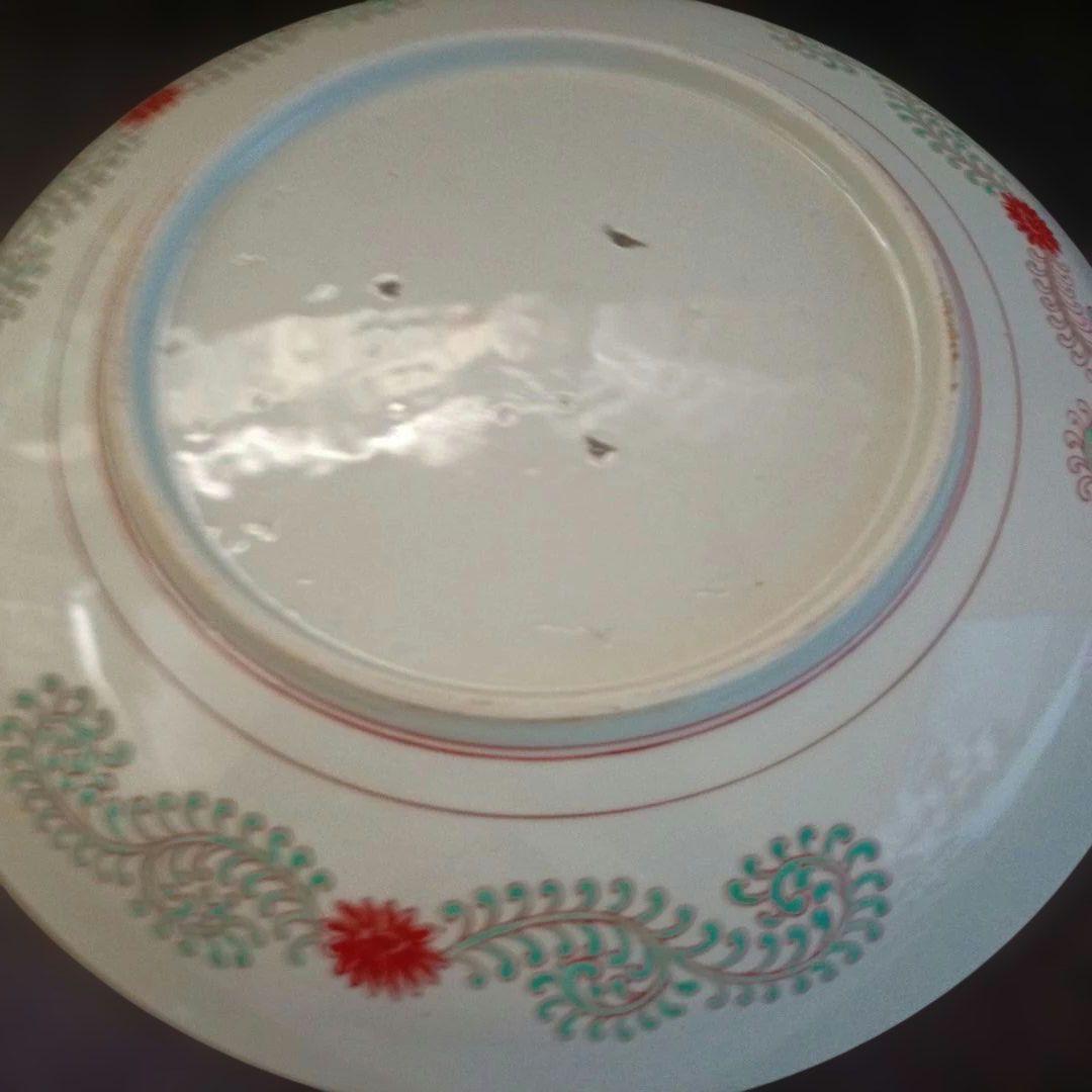 【古伊万里】オランダ人絵図　色絵　帆船図　江戸時代　時代物　大皿
