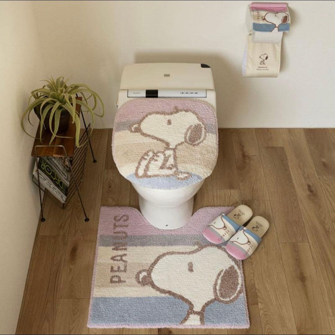 24日迄大特価　ブルー色　PEANUTS スヌーピー トイレマットセット　新品