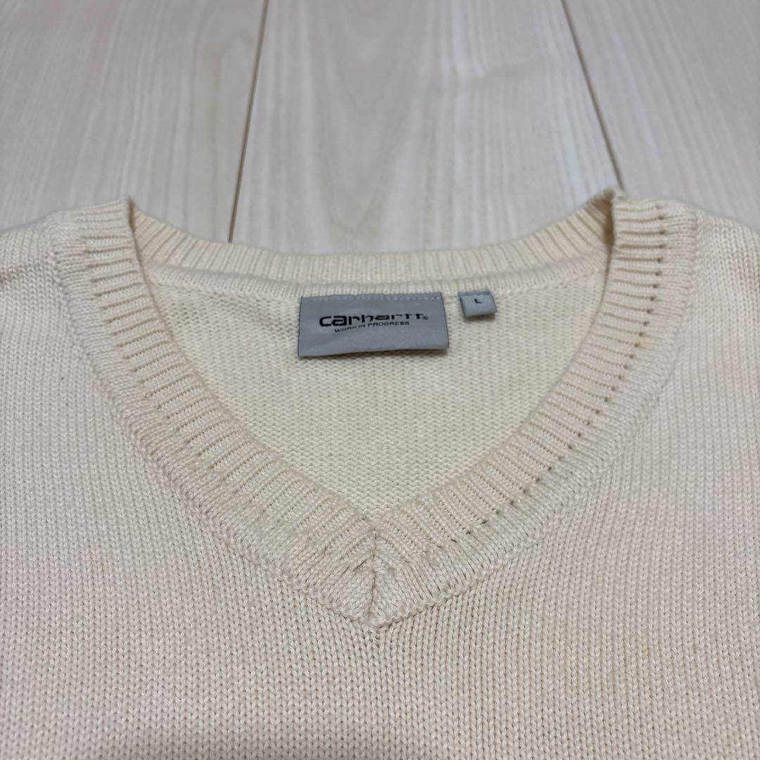 carhartt アイボリー Vネックニットベスト L カーハート