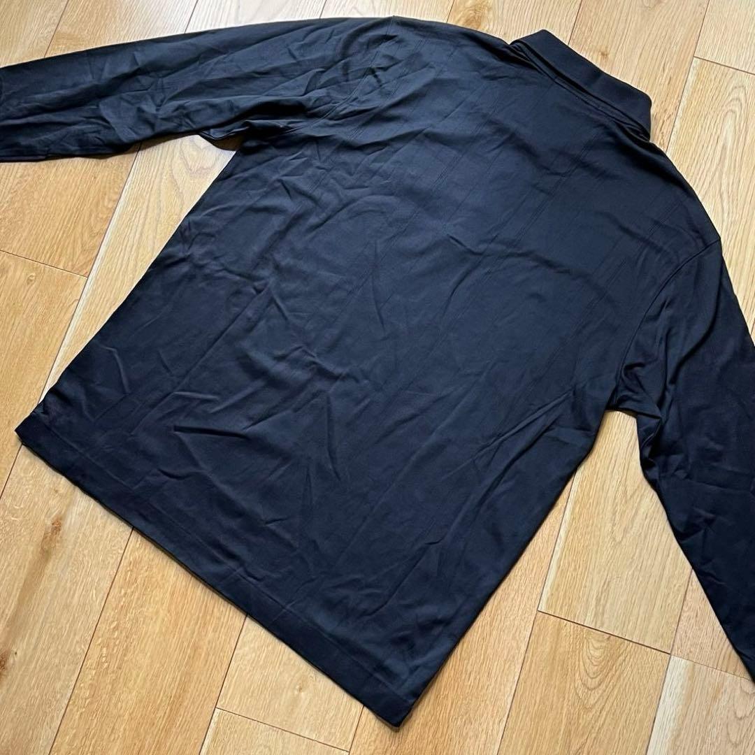 Y2K ナイキ　タイガーウッズ　ポロシャツ　長袖　テック系　ストライプ　黒　XL