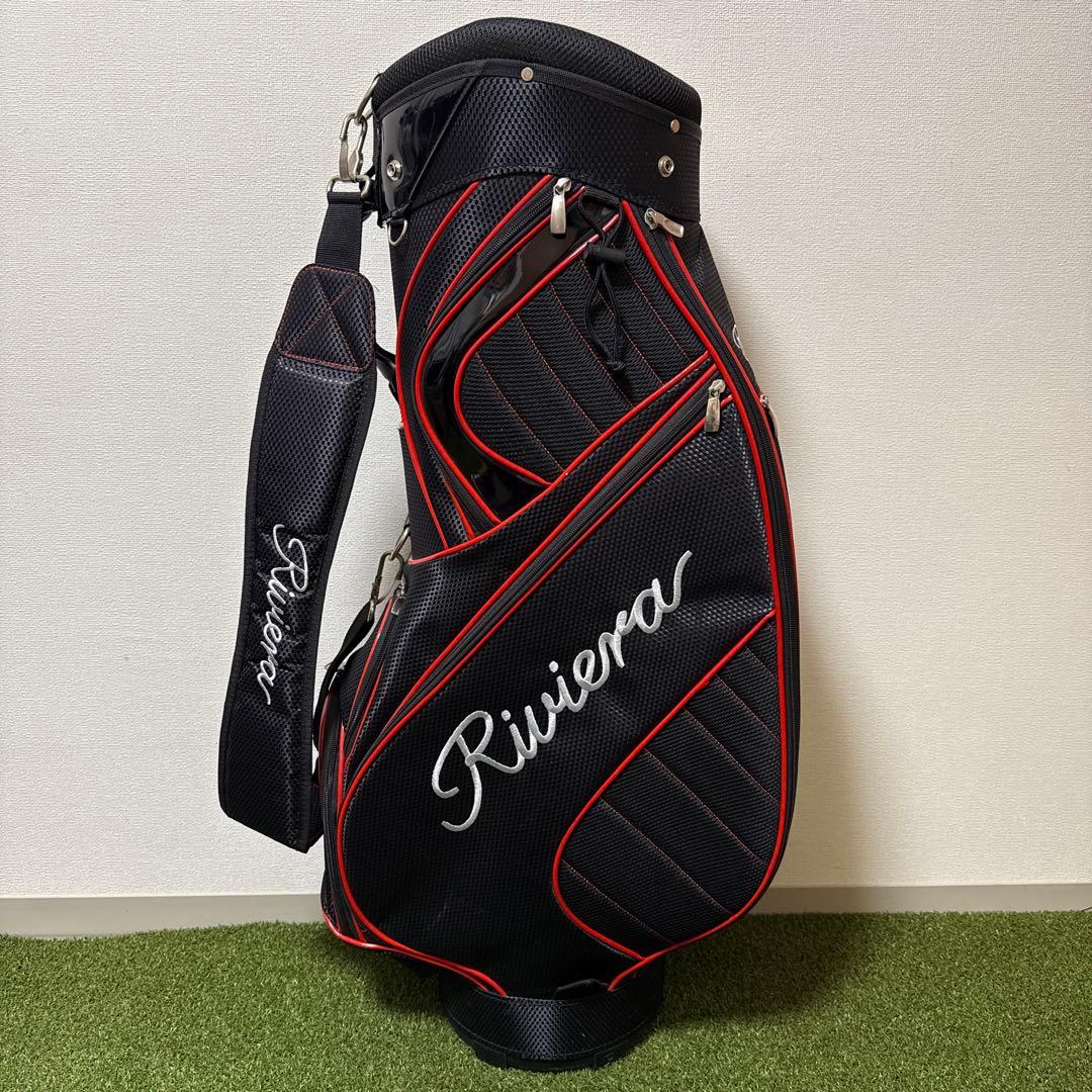 美品 Riviera リビエラ キャディバッグ 9型 ゴルフバッグ ブラック