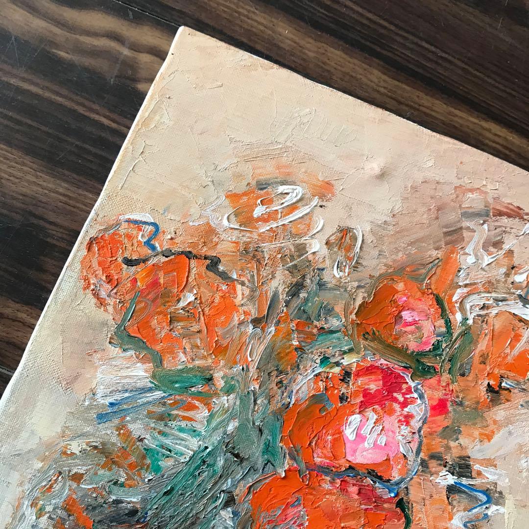 大澤扶二子「薔薇」油彩 F4 額なし 油絵 油画 絵画 キャンバス C