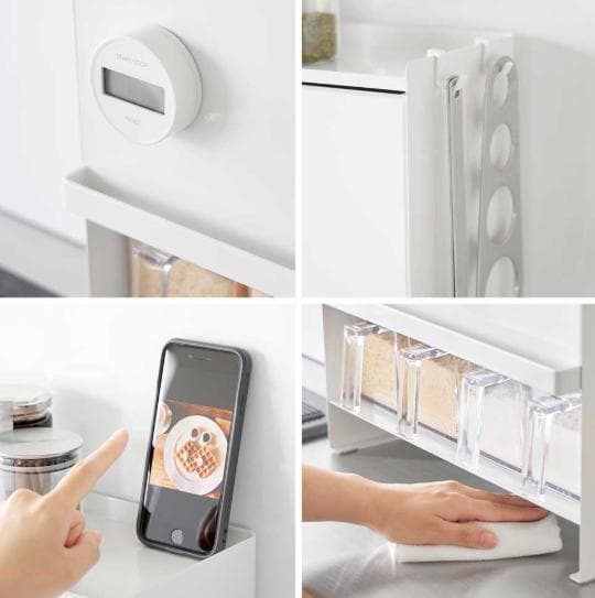 【定価11000円】tower 前が開く 隠せる調味料ラック ホワイト