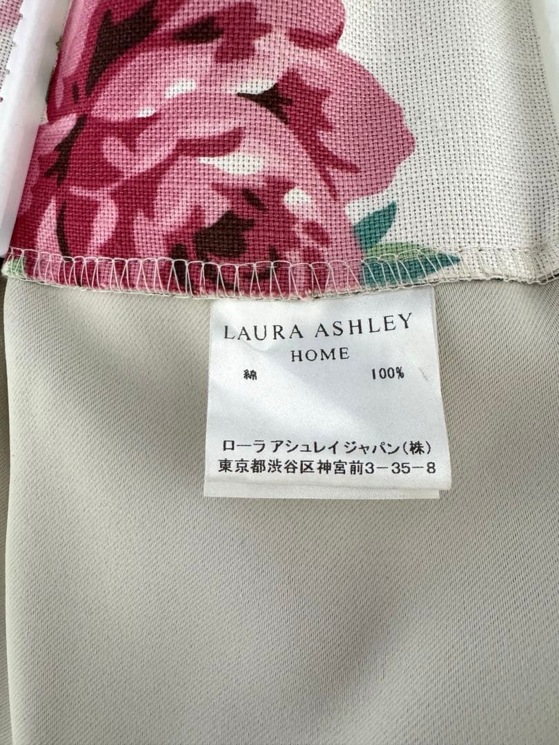 LAURA ASHLEY  カーテン 裏地付 ローズ×チェック柄２枚１組