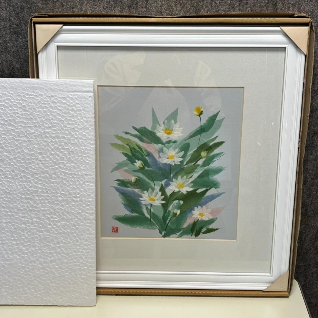 ちぎり絵　野菊　額入り　410×443mm