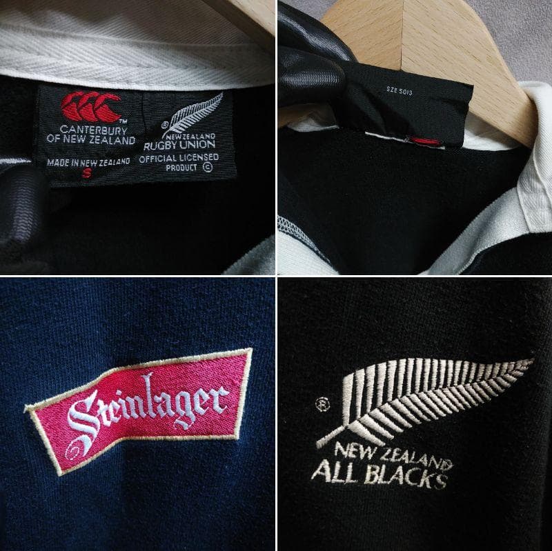 カンタベリー　オールブラックス　長袖ラガーシャツ　S　Steinlager
