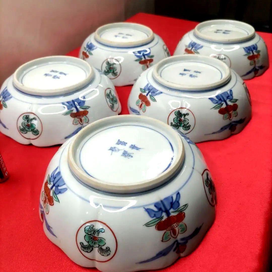 有田焼　伊万里焼　古伊万里　金彩　色絵　なます皿　小皿　小鉢　5寸皿5客セット①