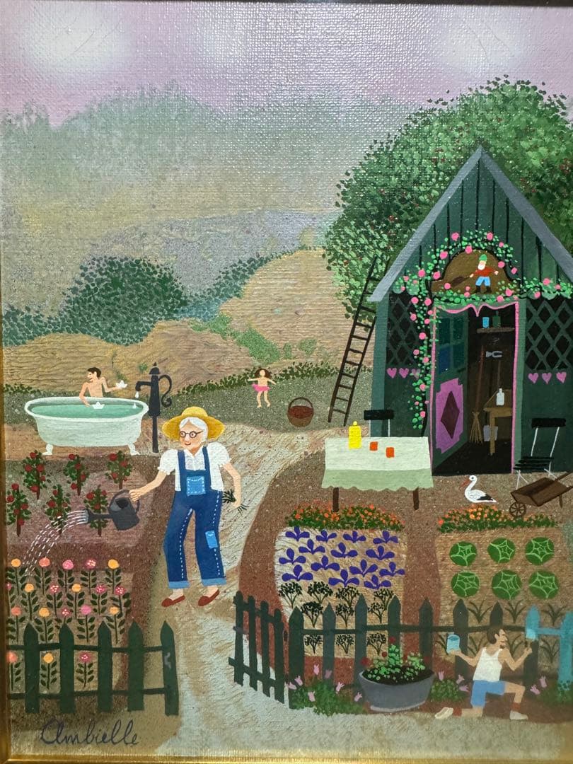 アンビエール　油絵　1点もの　希少な80年代の作品　コレクターもの　真作