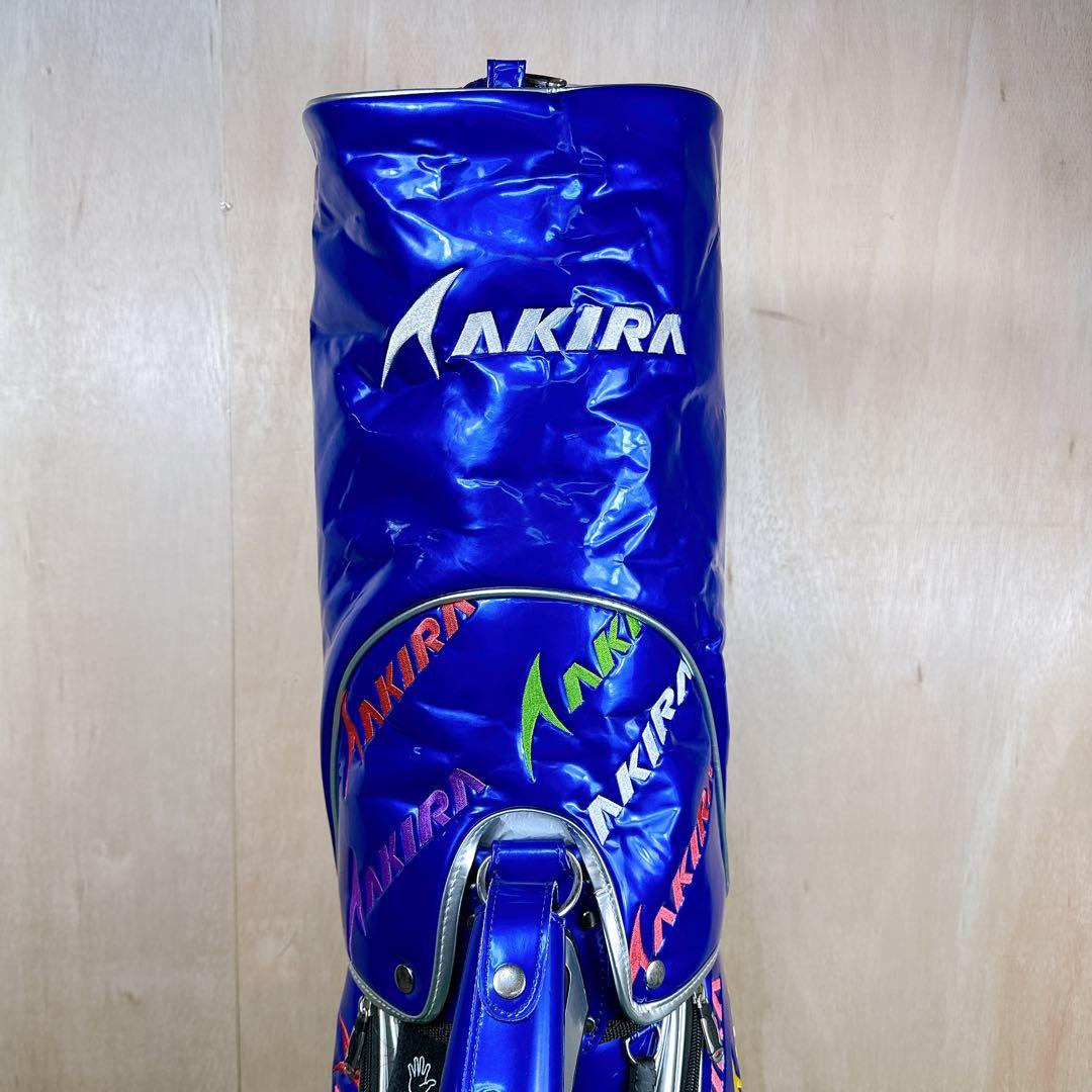 ★美品 AKIRA PRODUCTS 3点式 キャディバッグ エナメル ブルー