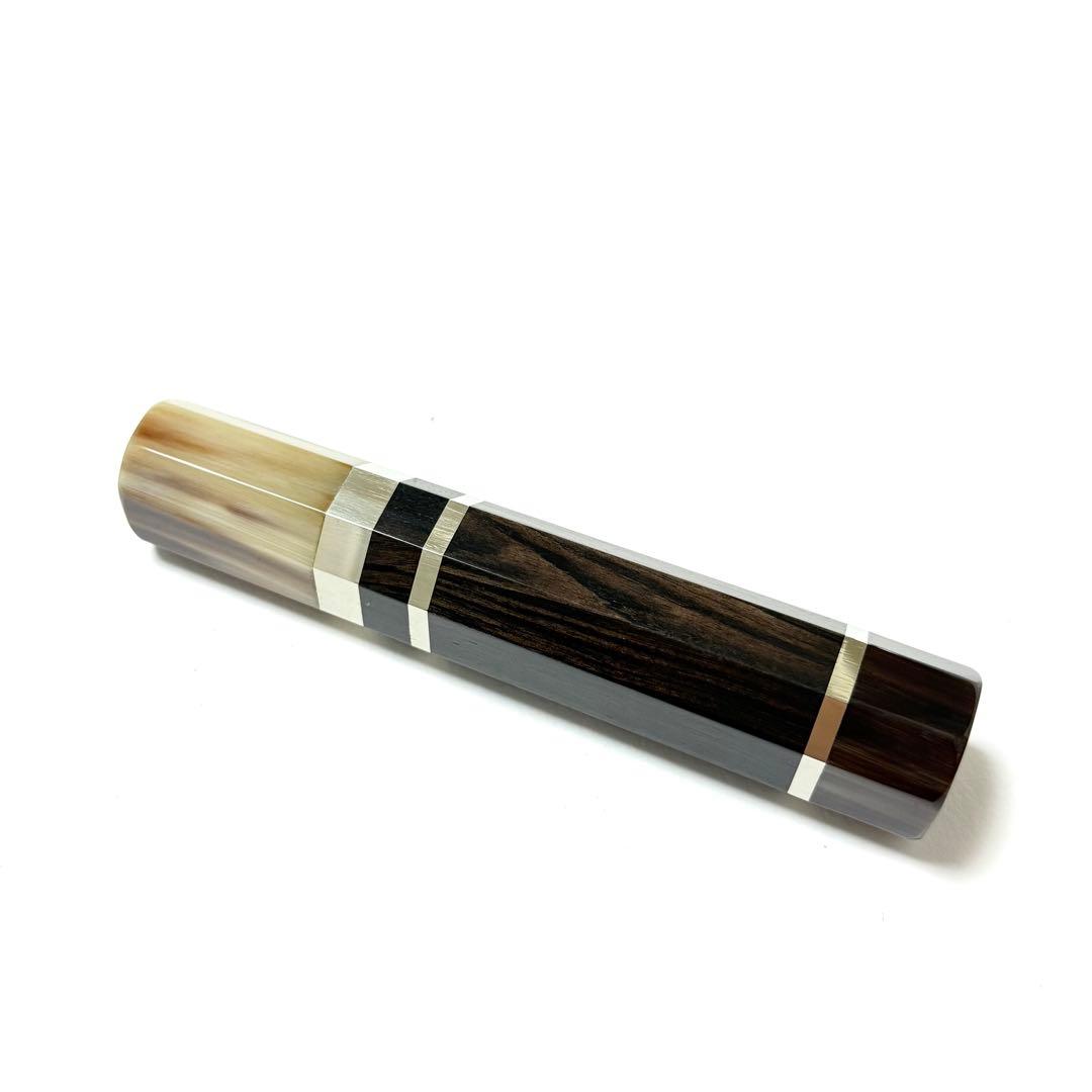三段銀巻 白水牛角 出刃5寸 包丁の柄 出刃150 黒檀 八角柄 ハンドルz