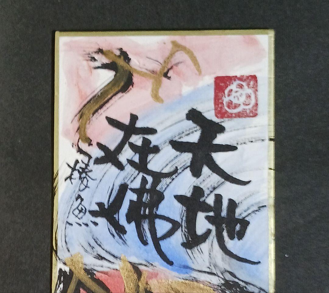 泉 椿魚 (いずみちんぎょ) 短冊 水彩 書 肉筆 天地在佛 戯遊詩画人 額装