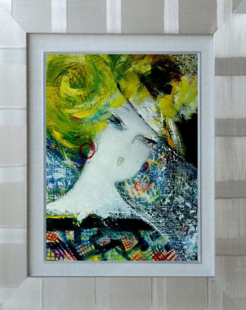油絵 菅家令子 絵 絵画 インテリア 額付(白) F6-080312 人物 女性