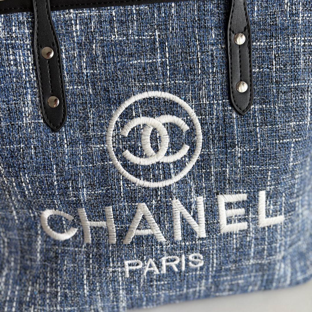 CHANEL ノベルティ トートバッグ ブルーデニム ツイード生地
