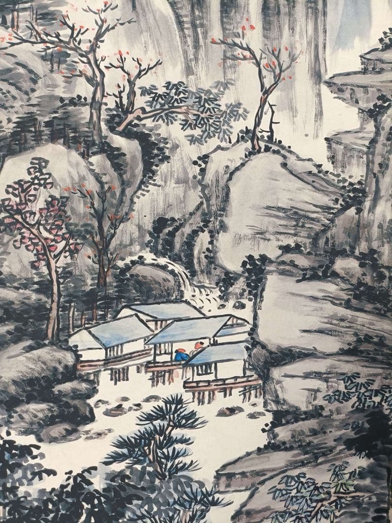【王翚】山水图 中国画 掛け軸 水墨画 和室 玄関 茶室 壁掛け 美術品
