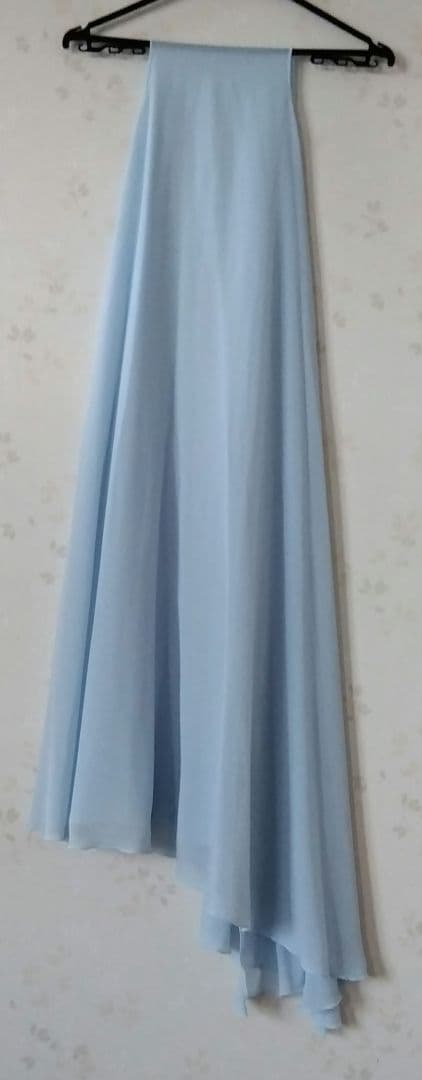 水色 シフォン ドレス オフショルダー