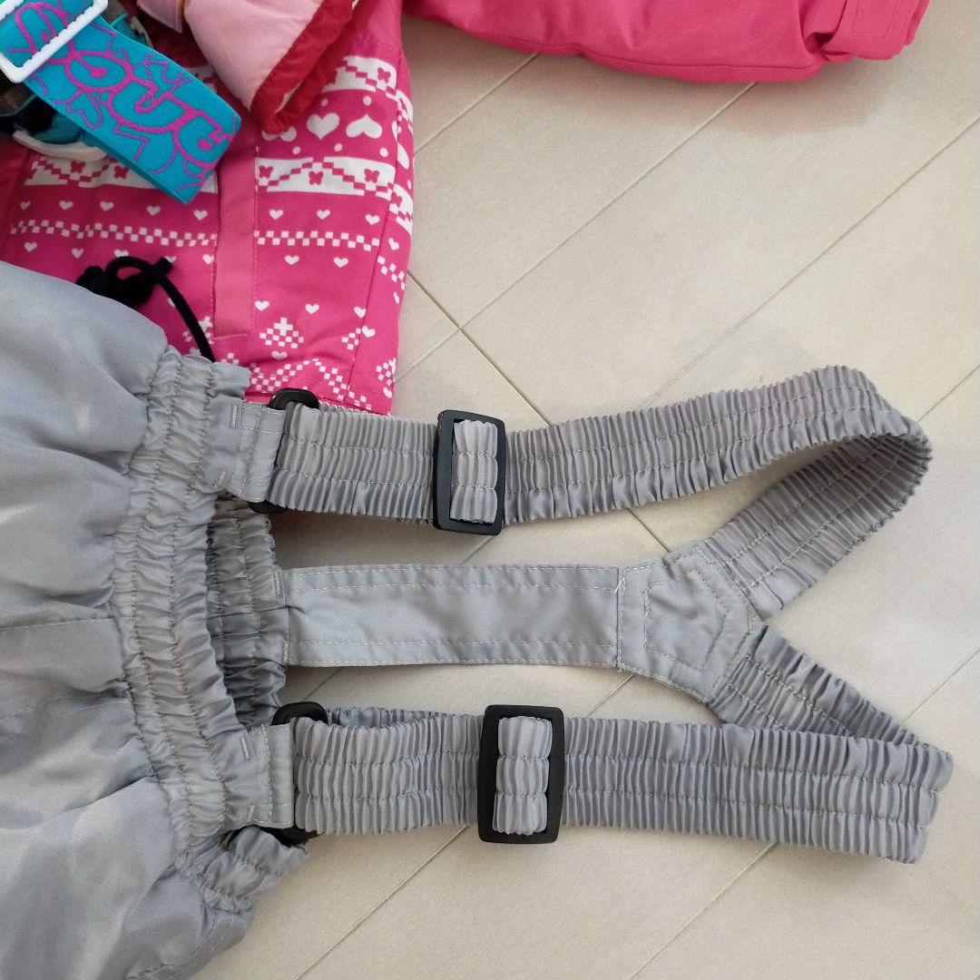 【キレイです】90センチ女の子用スキー、ボードウェア 小物付き 6点セット