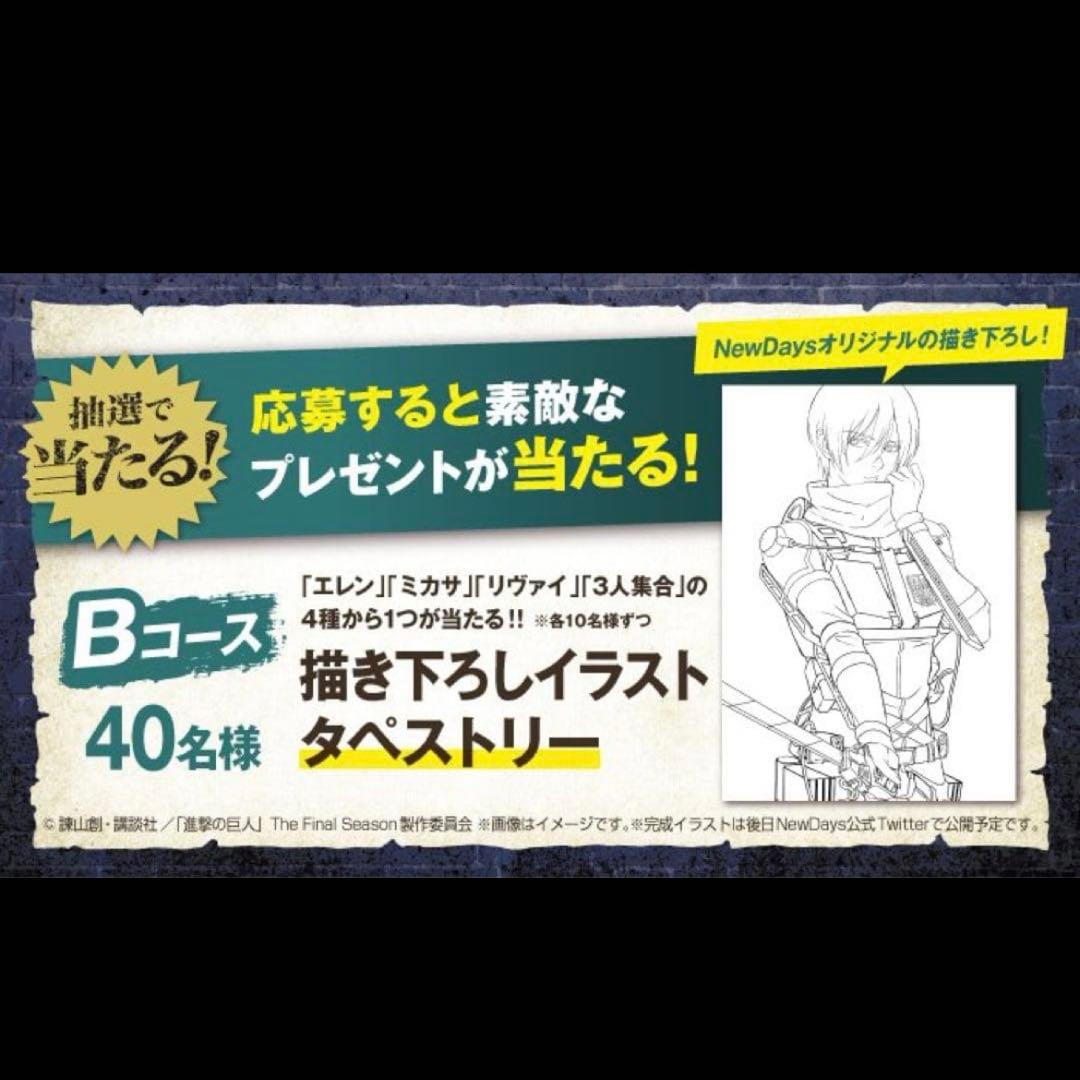 進撃の巨人 ミカサ NEWDAYS コラボ タペストリー MAPPA 当選品