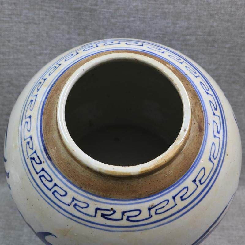 青花鳳紋陶磁蓋壺 景徳鎮 陶磁器 装飾品 現代工芸品 美術品 置物