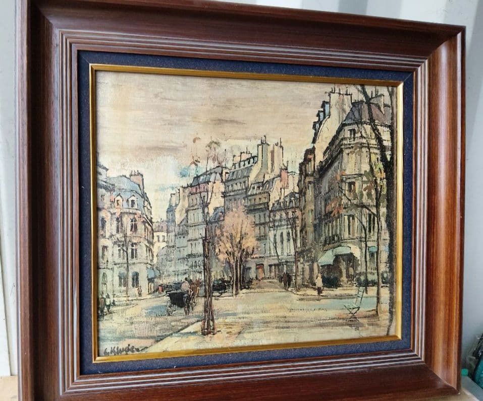 ヨーロッパ街並み風 風景画 油彩風 絵画 額装 アート インテリア