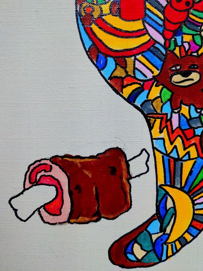 【F6号】ジミー大西【Dog】手描き/表裏サイン有り/油彩/アクリル/絵画/額縁