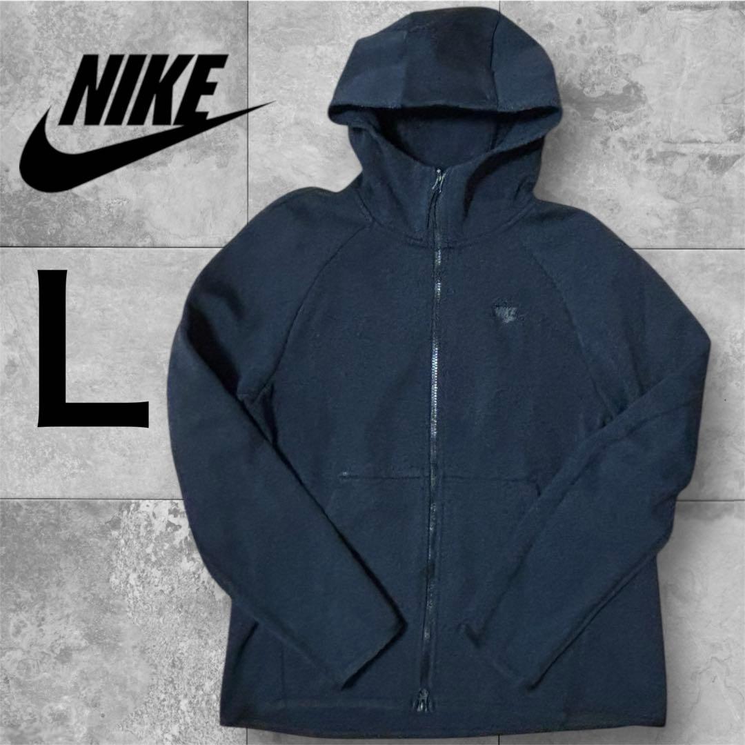 NIKE テックフリース ブラック Lジップアップパーカー　ナイキ　フーディッド