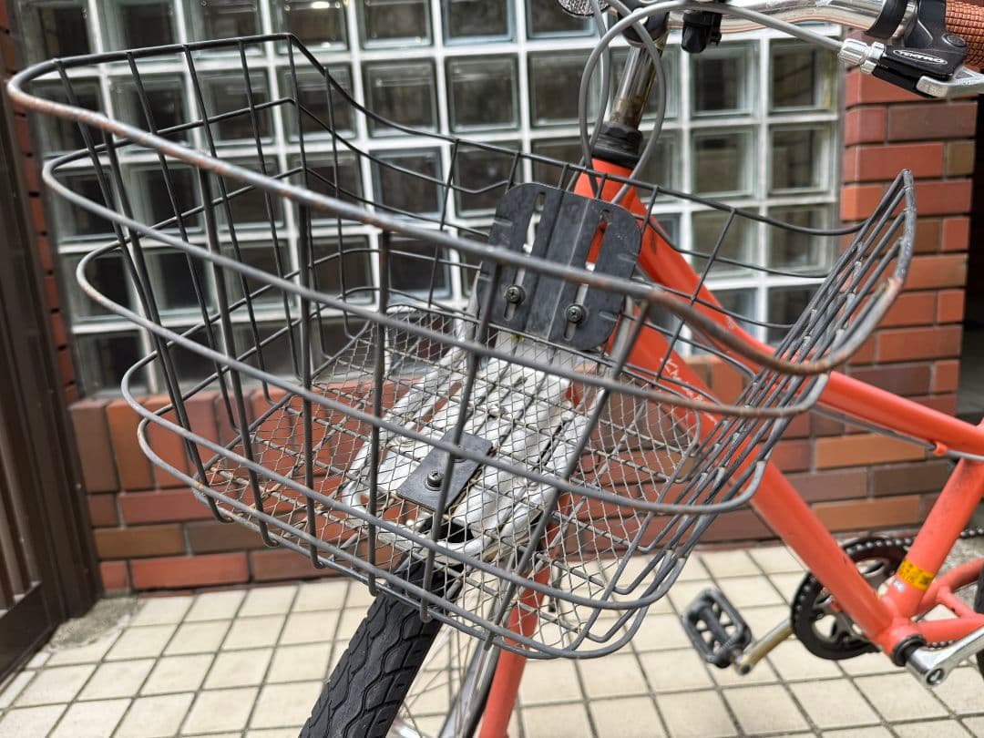 オレンジ 子供用自転車 前面バスケット付き
