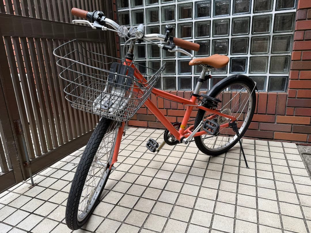 オレンジ 子供用自転車 前面バスケット付き