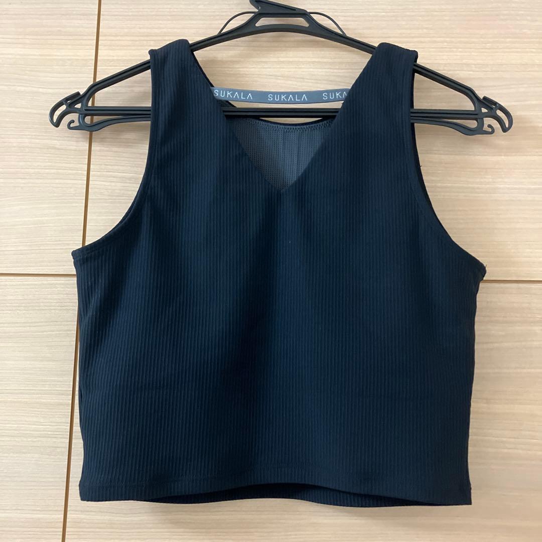 新品【SUKALA】　アメリカンスリーブリブショートタンクトップ/M