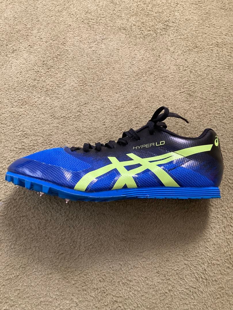ASICSスパイクシューズ ブルー×蛍光イエロー 25.5センチ メンズ 美品