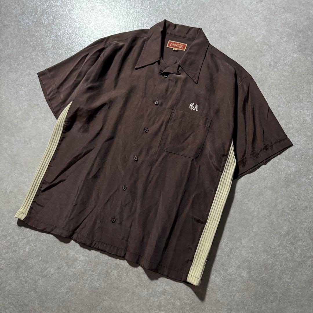 鍋*様 希少 90s Coca Cola コカコーラ ボウリングシャツ 開襟 刺