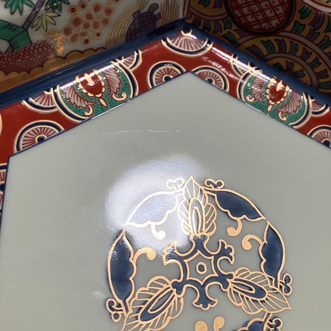 美品 林九郎窯 波佐見焼 六角盛皿 2個セット