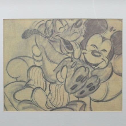 ディズニー Disney ミッキー & プルート　スケッチ複製・額絵
