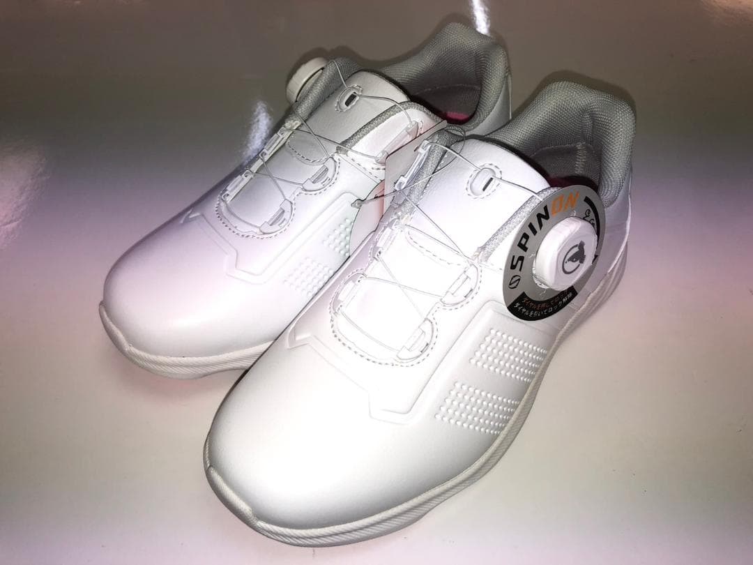 ホンマ 4Eダイヤル式 スパイクレスシューズ WHITE×SILVER 24.5