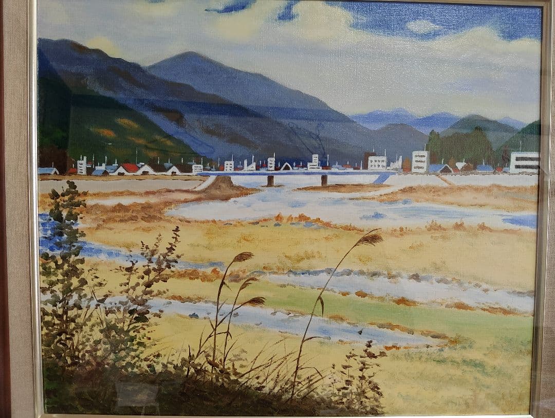 風景画 油彩画 SEKIGUCHI 晩秋の飛騨路 益田川