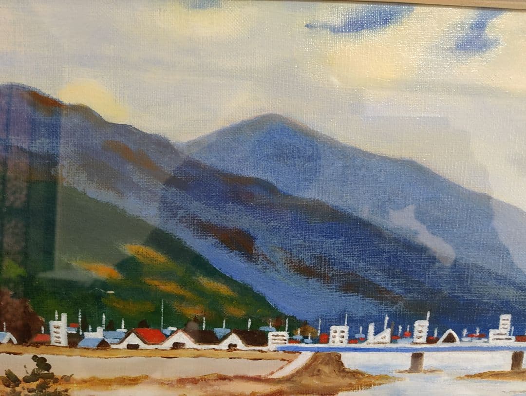 風景画 油彩画 SEKIGUCHI 晩秋の飛騨路 益田川
