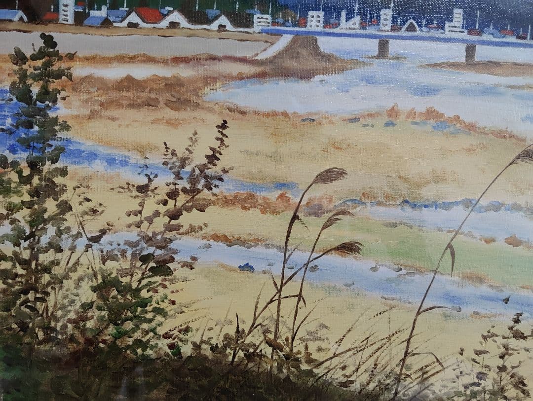 風景画 油彩画 SEKIGUCHI 晩秋の飛騨路 益田川